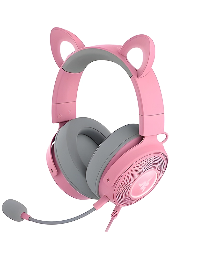 Razer Kraken BT Kitty Edition | Bluetooth 5.0 | 40ms Low Latency Connection | Custom-Tuned 40mm Drivers | Beamforming Microphone | Powered Chroma | Quartz Pink