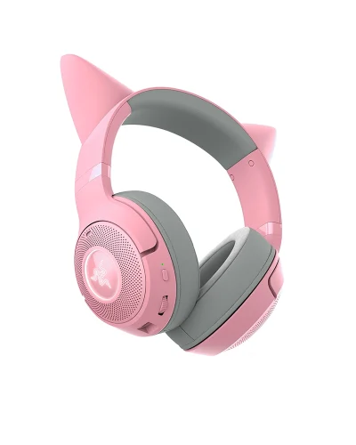 Razer Kraken Kitty V2 BT Wireless RGB Headset | Chroma RGB Kitty Ears & Earcups | Bluetooth 5.2-40 mm Drivers | Noise-Cancelling Mics | Lightweight | 40 Hr Battery w/Type C Charging | Quartz Pink