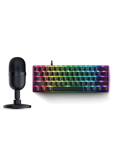 Razer Huntsman Mini Gaming Keyboard + Razer Seiren Mini USB Condenser Microphone – Bundle