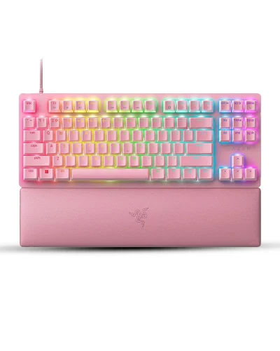 Razer Huntsman V2 Tenkeyless (Red Switch) – Optical Gaming Keyboard (Linear Optical Switches, Doubleshot PBT Keycaps, Wrist Rest) QWERTY US Layout | Quartz Pink